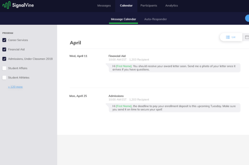 screenshot of Modern Campus Message